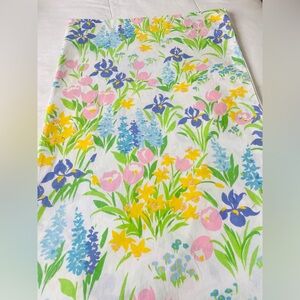 Vintage Flat Sheet Springtime Floral Montgomery Ward Muslim Full Sz